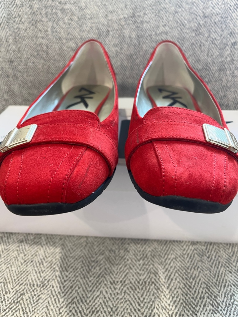 Anne Klein Red Suede Loafers size 9 - Picture 4 of 9